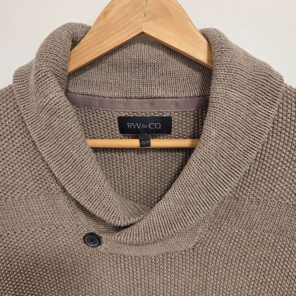 RW&CO Men’s Taupe Knit Sweater XS 100% Cotton Slim Fit - Picture 3 of 8